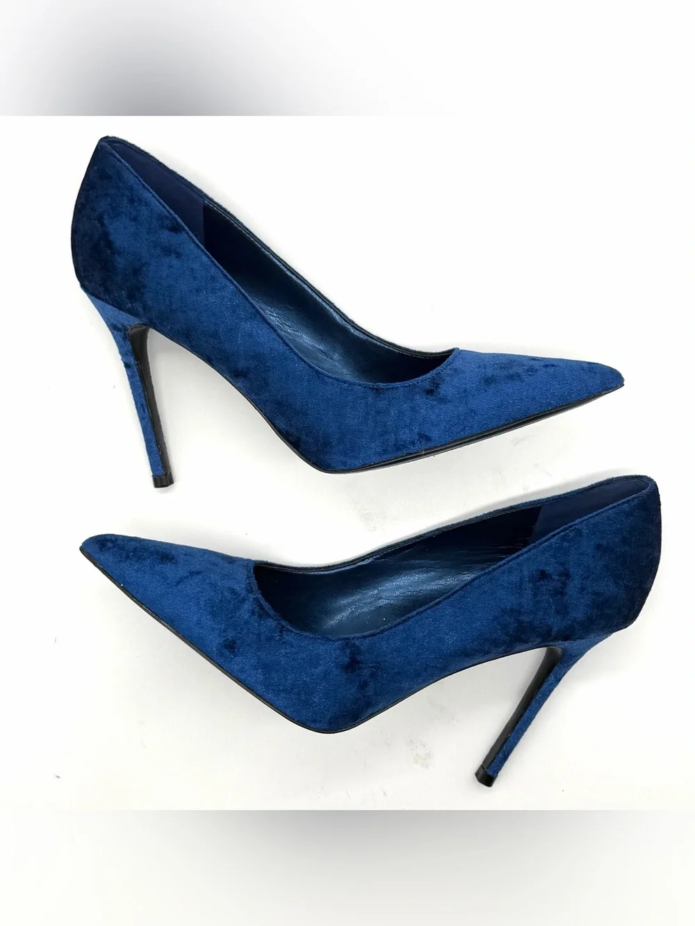Nine West 7M Blue Velvet Stiletto Pointed Toe Pumps for Women Slip On Solid